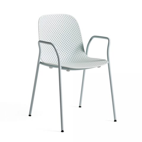 13eighty Armchair_Pure grey steel base_Blue soft shell_WB